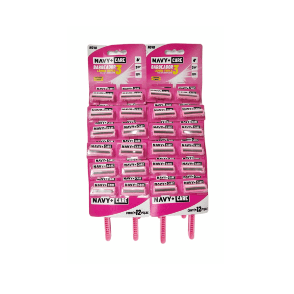 Kit Barbeador 24Un 2 Lâminas Rosa